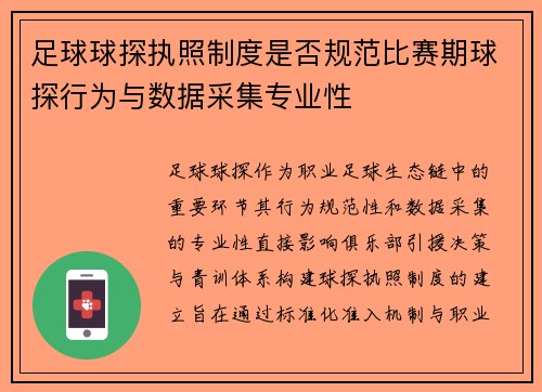 足球球探执照制度是否规范比赛期球探行为与数据采集专业性